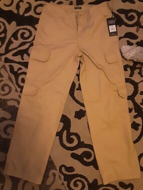 True Religion Tan Cargo Pants with Multiple Utility Pockets